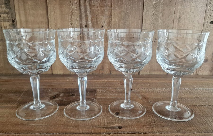 4 st vintage kristall Tudor England glas vinglas rödvinglas kristall