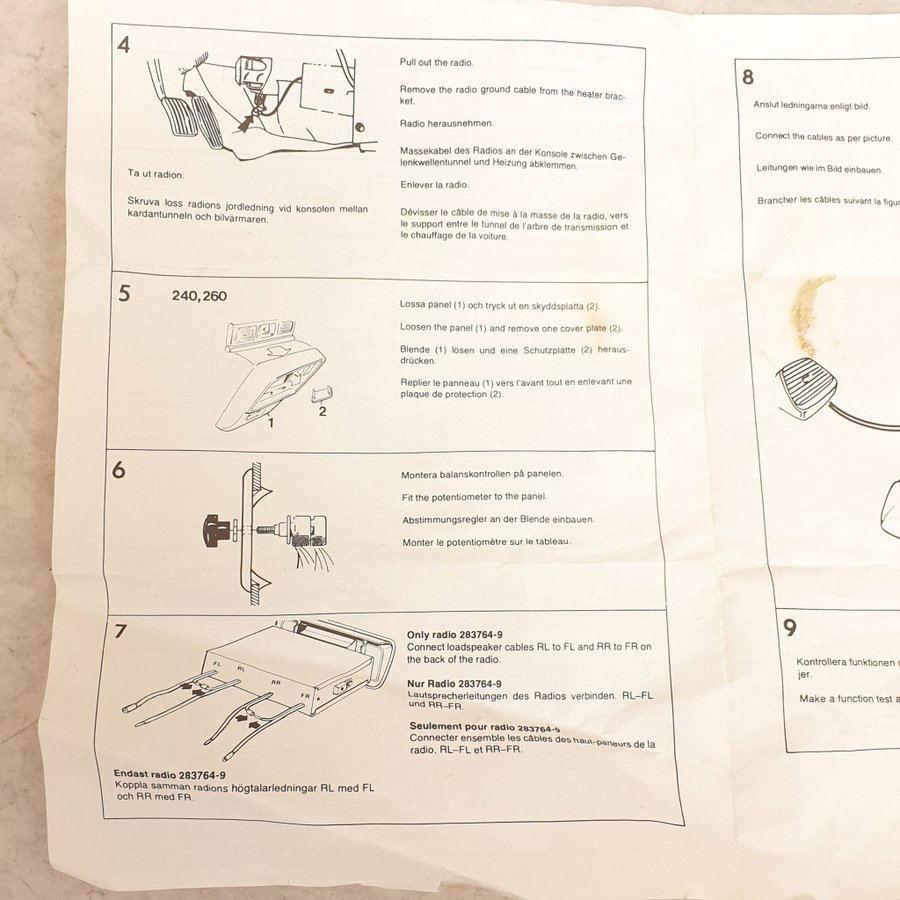 Volvo Original radio/stereo tillbehör NOS balanskontroll till Volvo 240/260