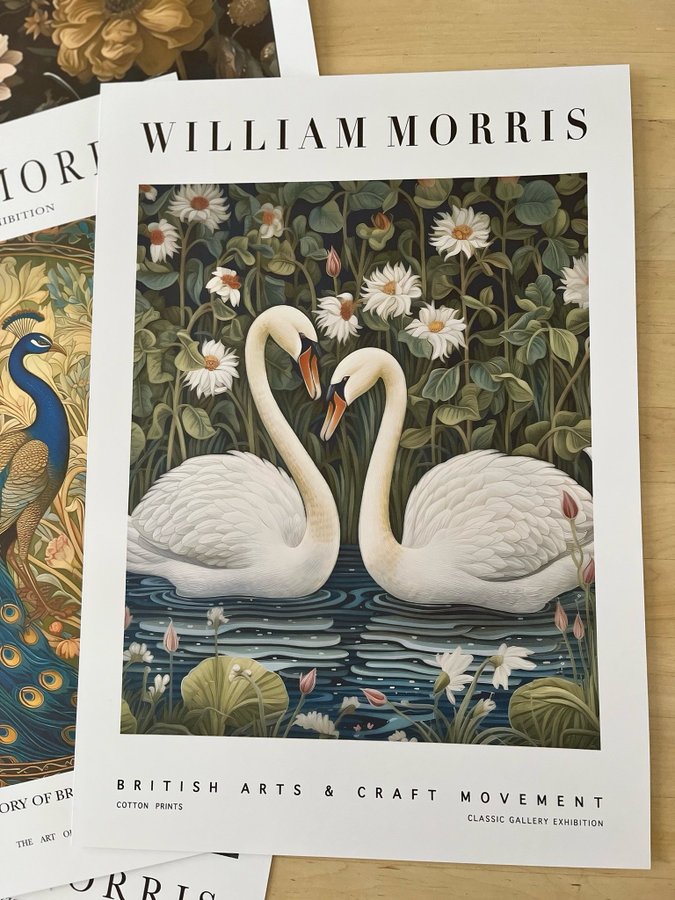 Poster A3 William Morris stil ”Feathered Love"