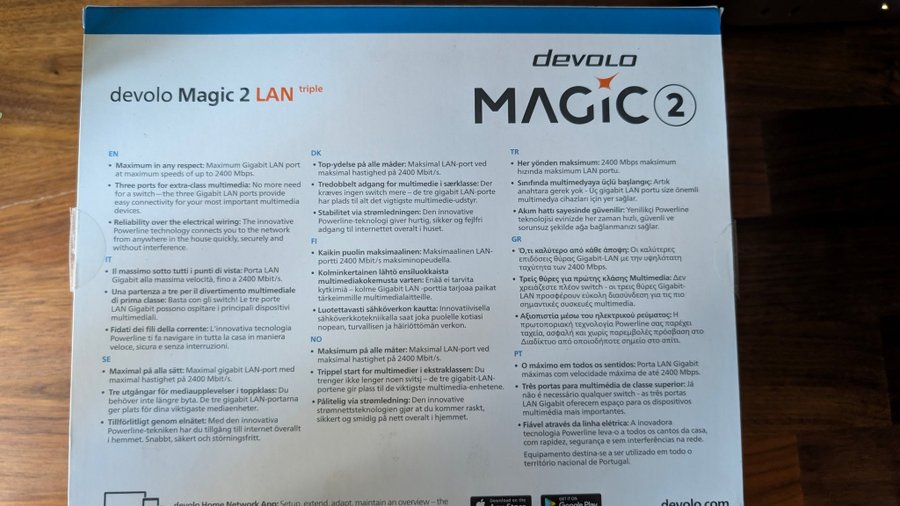 Devolo Powerline-adapter, Magic 2 LAN trippel, 3x Gigabit LAN-anslutning, dLAN