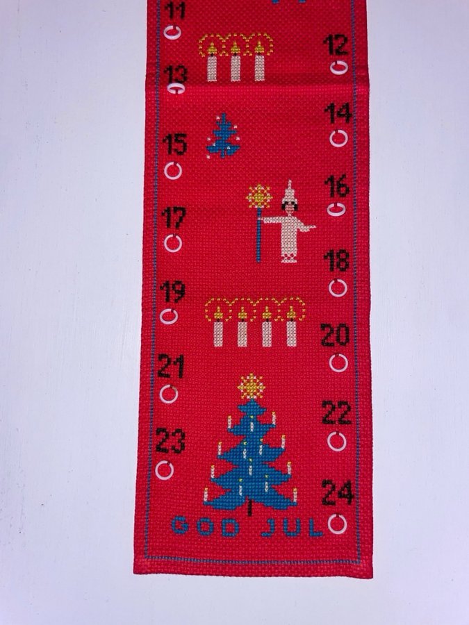 RETRO 60-TAL VINTAGE ADVENTSKALENDER HANDBRODERAD JULKALENDER KALENDER JUL