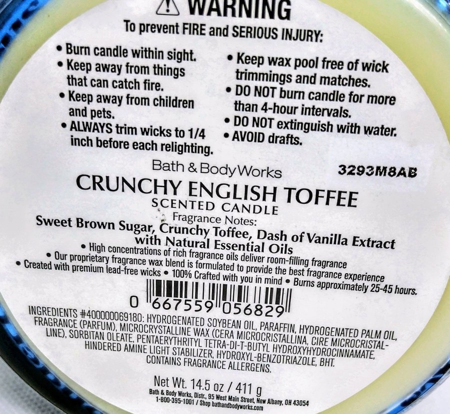 CRUNCHY ENGLISH TOFFEE Bath  Body Works 3 veks ljus