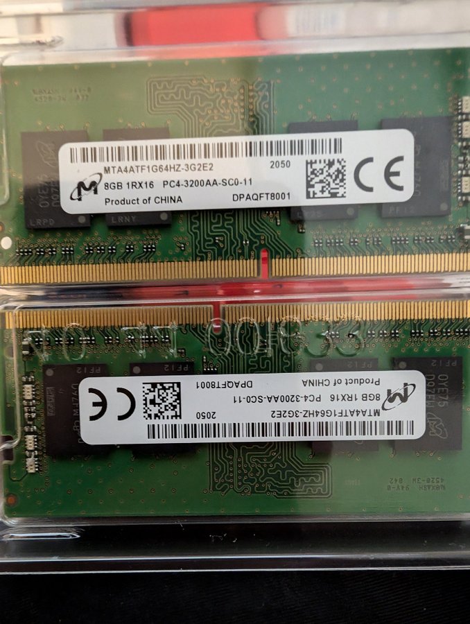 2x 8GB DDR4 3200 SO-DIMM Ram minne