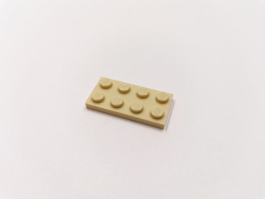 Lego - plate - platt - bas - 2x4 - part 3020 - tan (ljus biege)