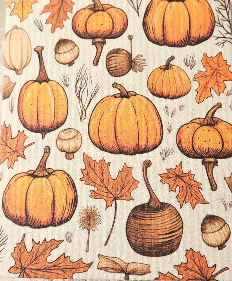 Disktrasa wettex duk med tryck print pumpor halloween höst