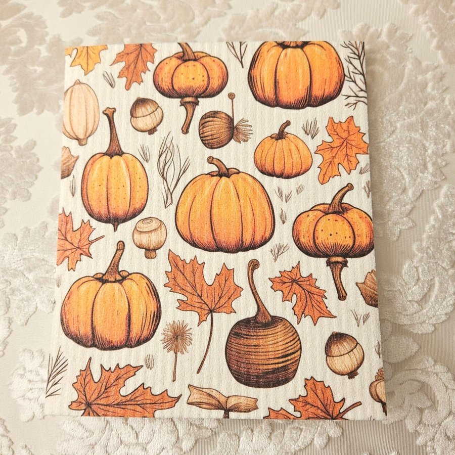 Disktrasa wettex duk med tryck print pumpor halloween höst