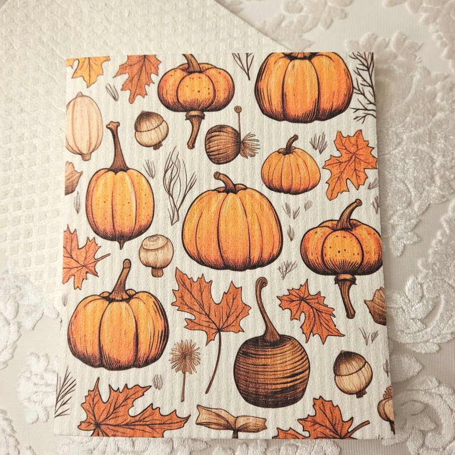 Disktrasa wettex duk med tryck print pumpor halloween höst