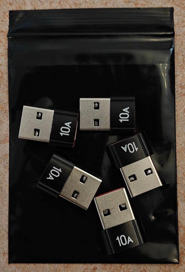 5 stycken USB till Type-C Adapter 10A Snabbladdning