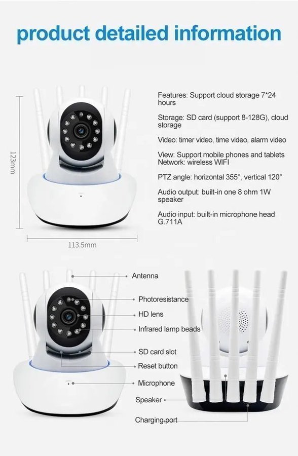 JXL PTZ 5 st antenner nya wifi kamera 2023