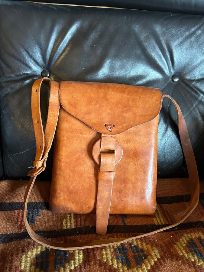 Naturskinn Crossbody Bag Skinnväska Cognac Väska Grovt LÄDER SKINN från USA