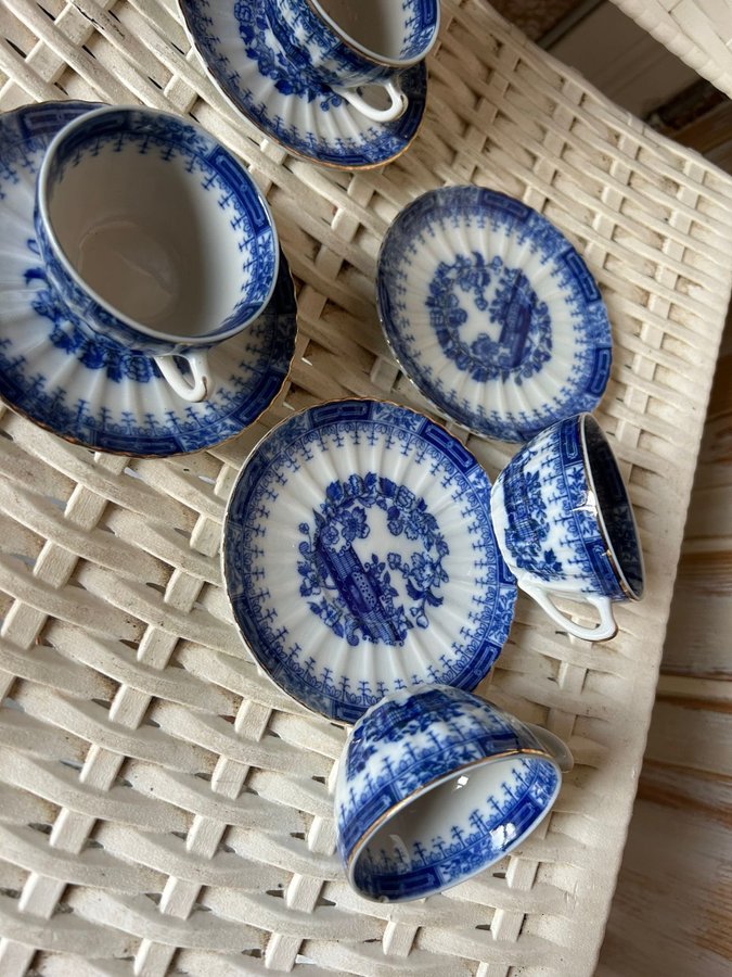 Retro ,,China blau’’ koppar med fat 8 delar,vintage