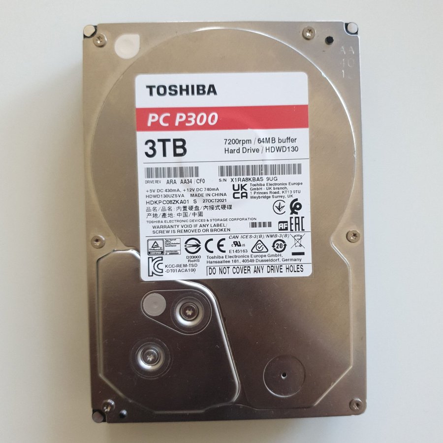 TOSHIBA EXTERN 35" HÅRDDISK 3TB