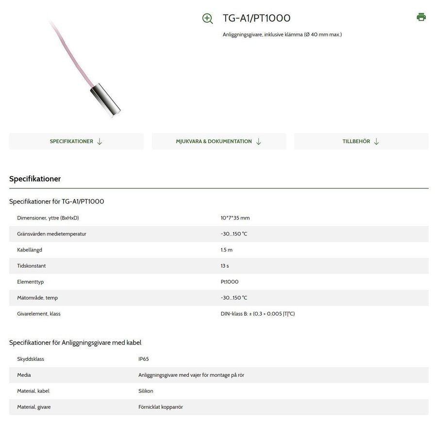 5st REGIN Kanalsensor TG-A1/PT1000