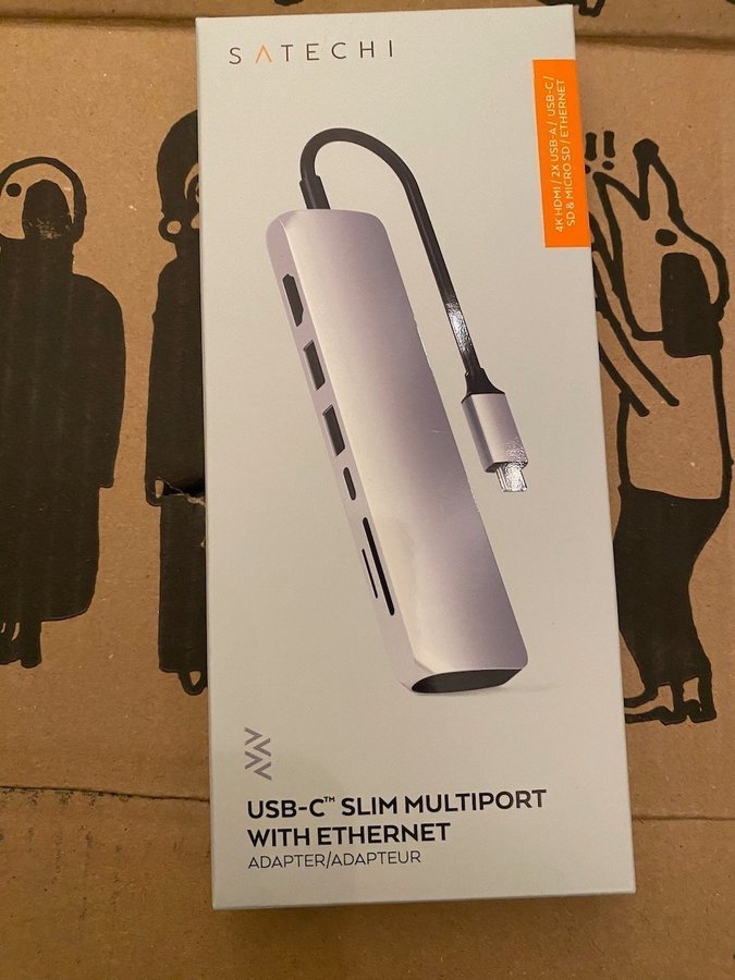 Satechi USB-C-hub med 7 portar, silver, modell ST-UCSMA3S