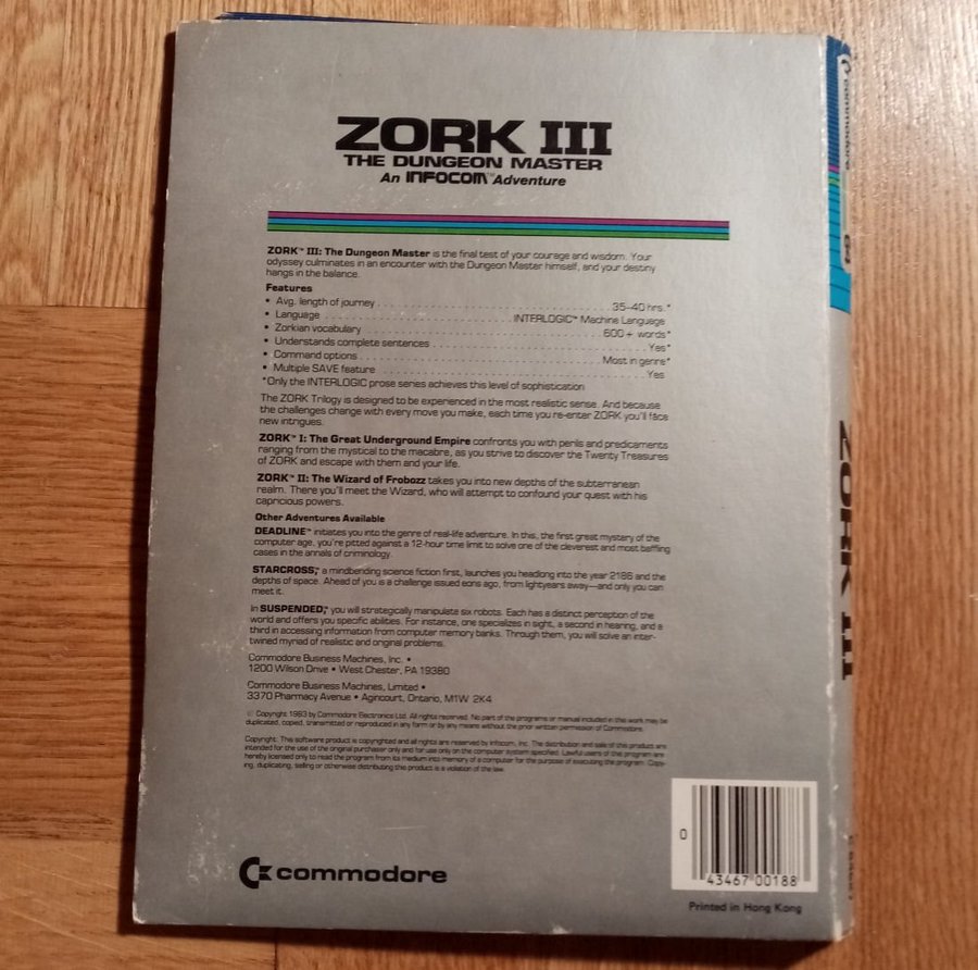 Zork III - The Dungeon Master (CBM - Infocom) Disk ->TESTAD<- Commodore 64 / C64