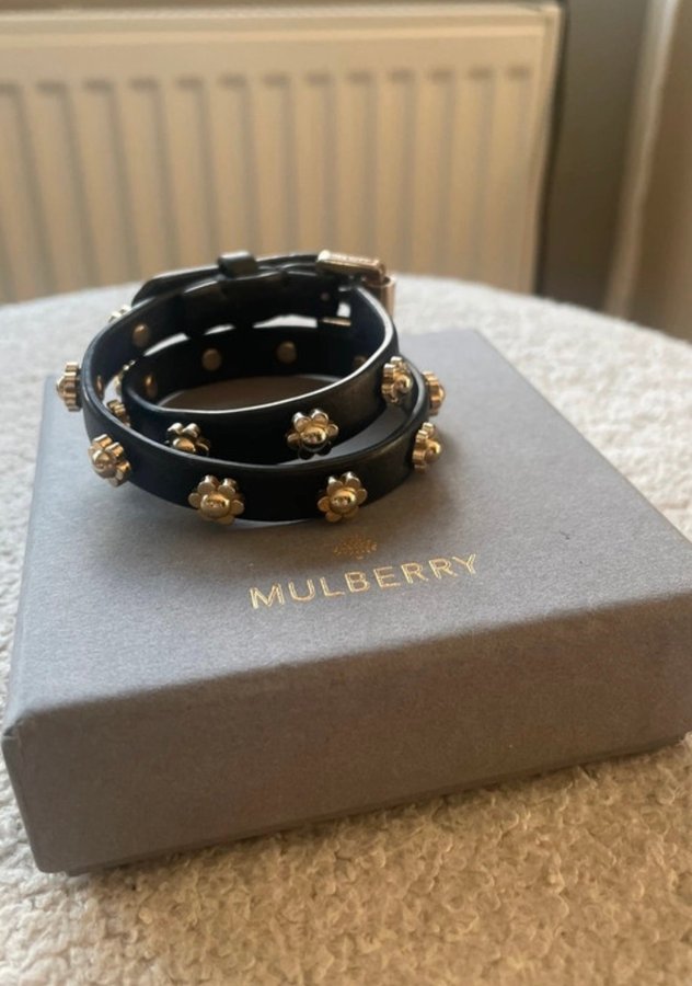 Mulberry armband svart läder och guld