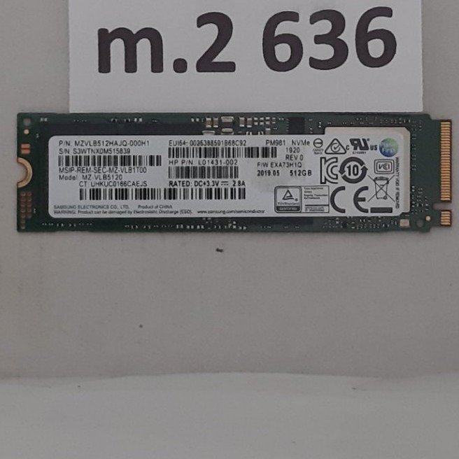 SSD m2  512GB  NVMe  märke: Samsung  formfaktor 2280