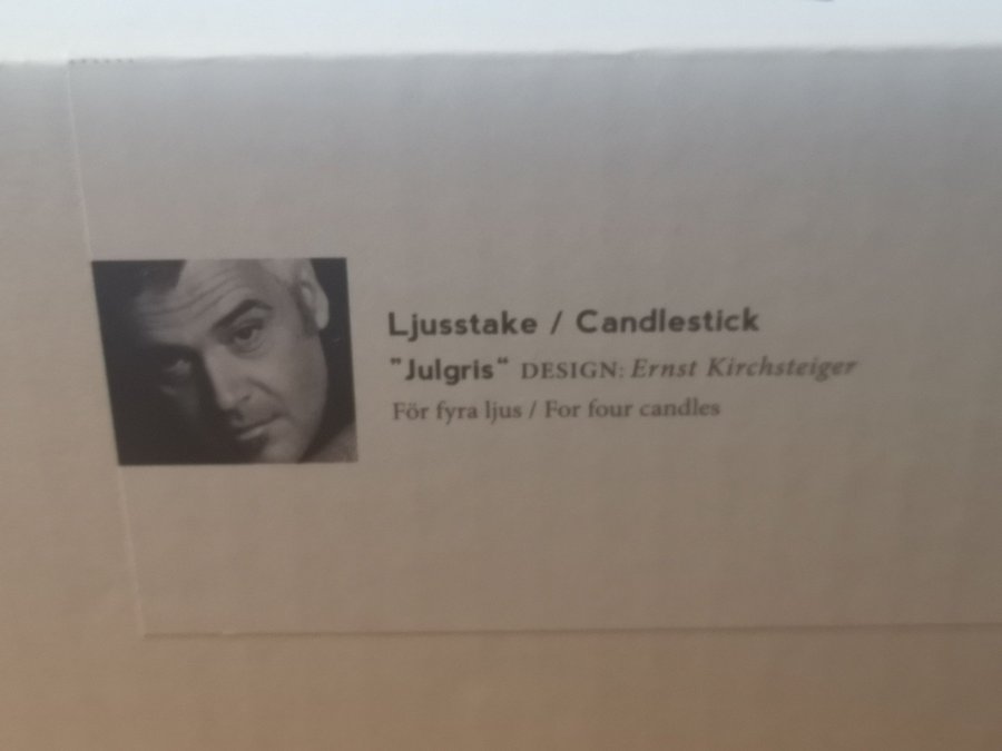 Vit Ljusstake "Julgris" av Ernst Kirchsteiger