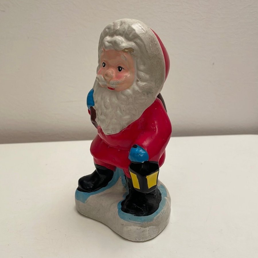 Vintage Retro Jultomte Jul Tomte Nisse Tomtenisse Santa Claus med Lykta och Säck