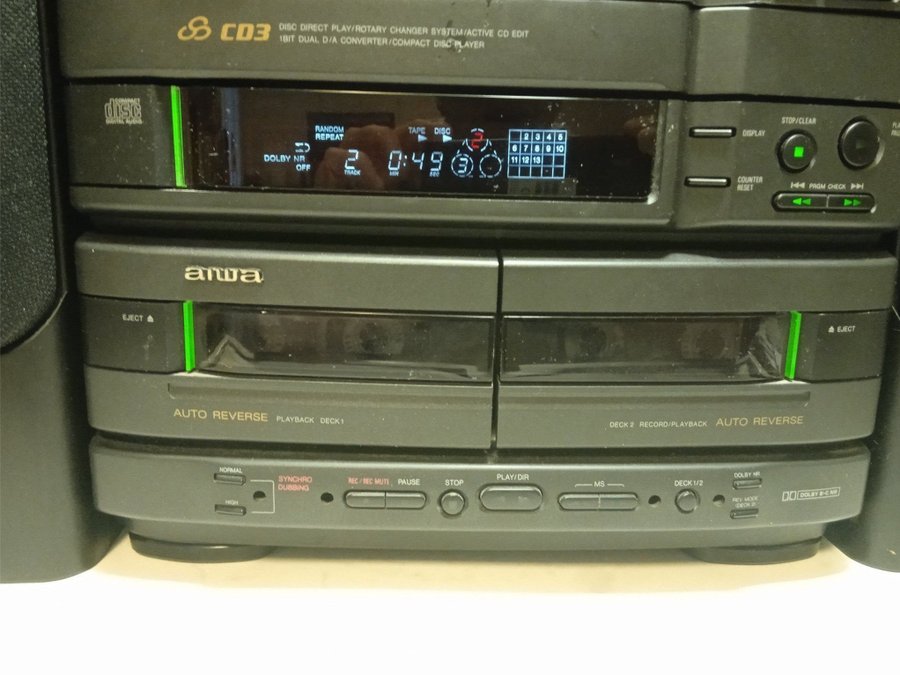 Vintage Stereo Aiwa NSX-D707 Super T-Base Dual Cassette 3 CD Changer Synthesizer