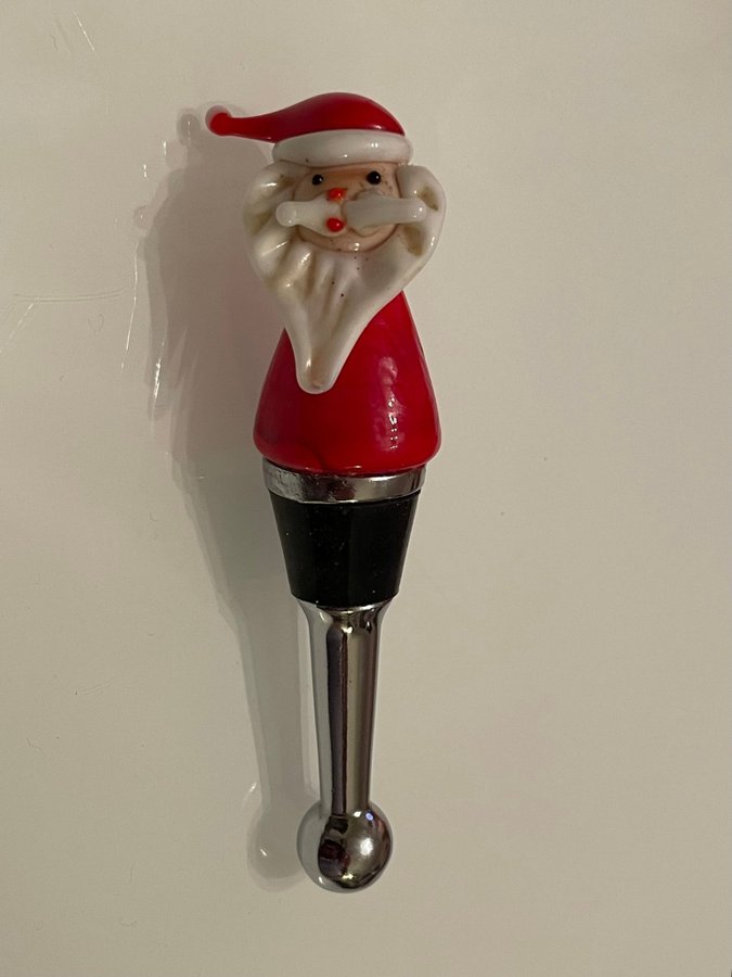 Santa vinflaska propp i glas tomte vinflaska propp