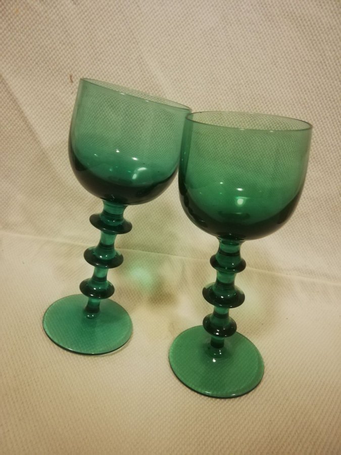 2 st Gröna GLAS GERDA STRÖMBERG STRÖMBERGSHYTTAN 1950TAL