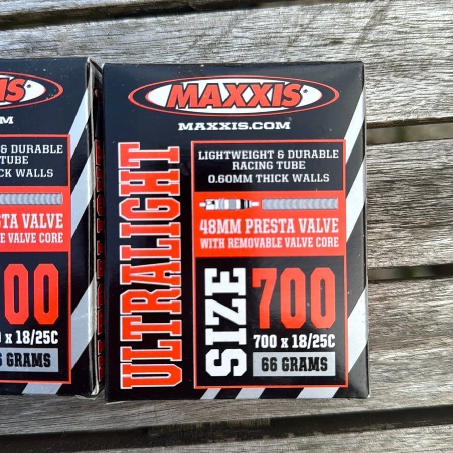 2 stk. Maxxis Ultralight 700 x 18/25c Slange