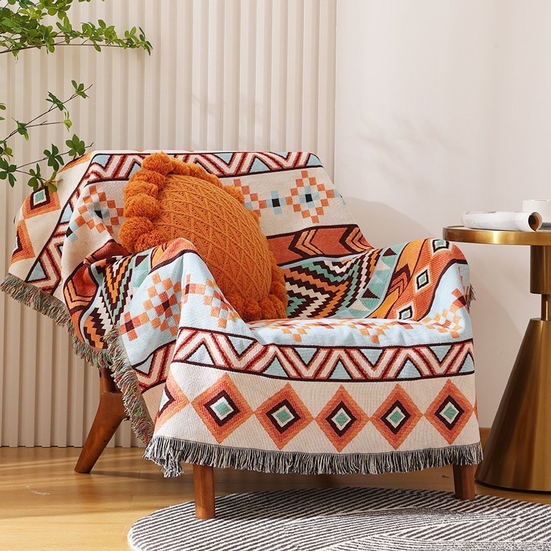 Bohemian geometric sofa dustproof blanket bedroom carpet tapestry,130*160cm