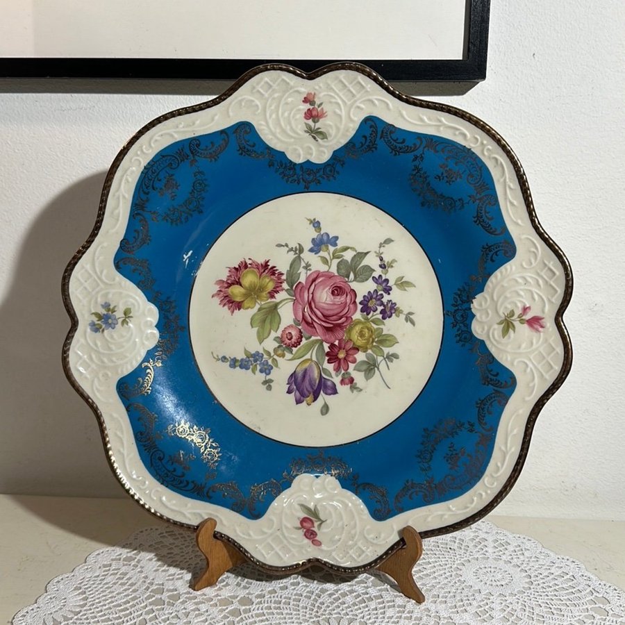 Staffordshire ROSE blå flat uppläggningsfat