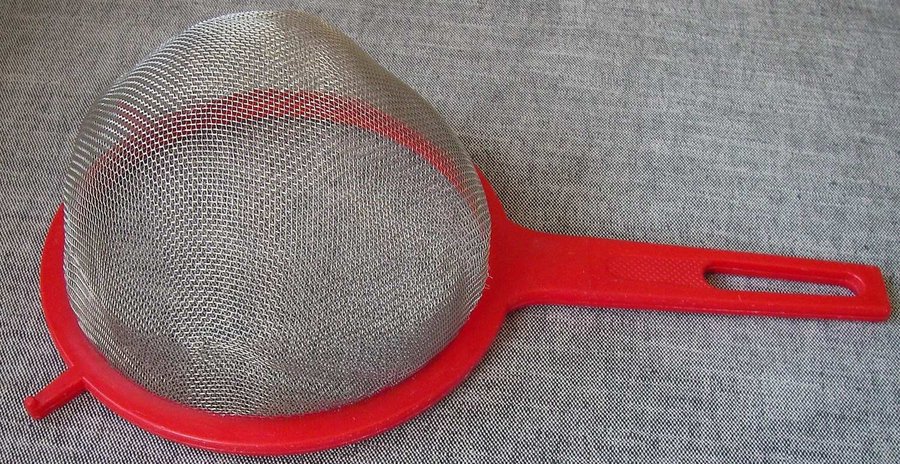 Vintage Sil/Durkslag Röd Plast + Rostfritt - Sveico Sweden Rostfri