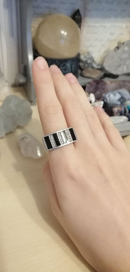 Unik, elegant, vintage silver ring, 925 sterling silver, äkta ädelstenar,18mm