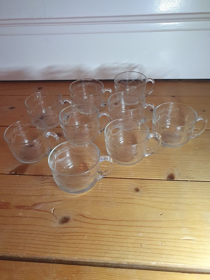 9st Vackert Slipade Punschglas Med Hänkel