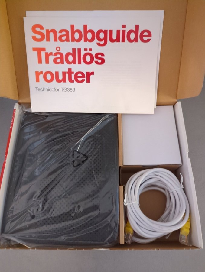 Technicolor TG389, trådlös fiber router Tele2, ny och oanvänd, komplett i box!