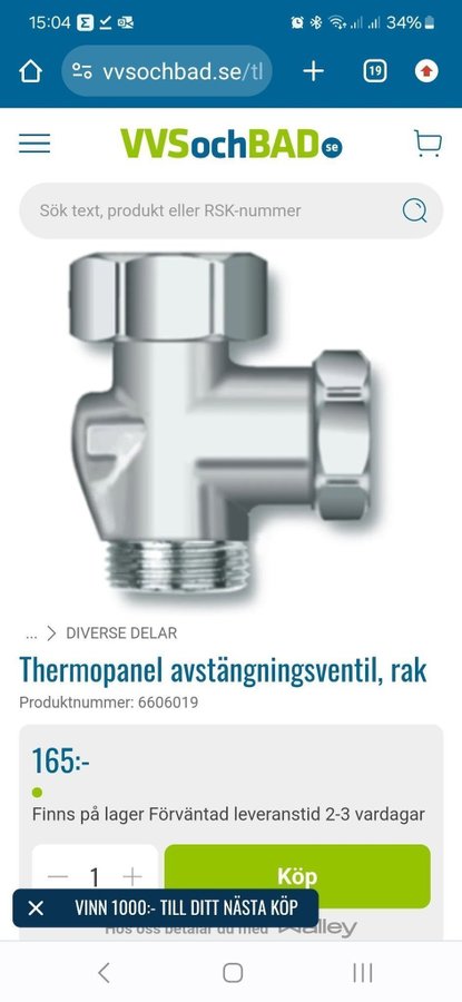 Radiator Avstängningsventiler thermopanel