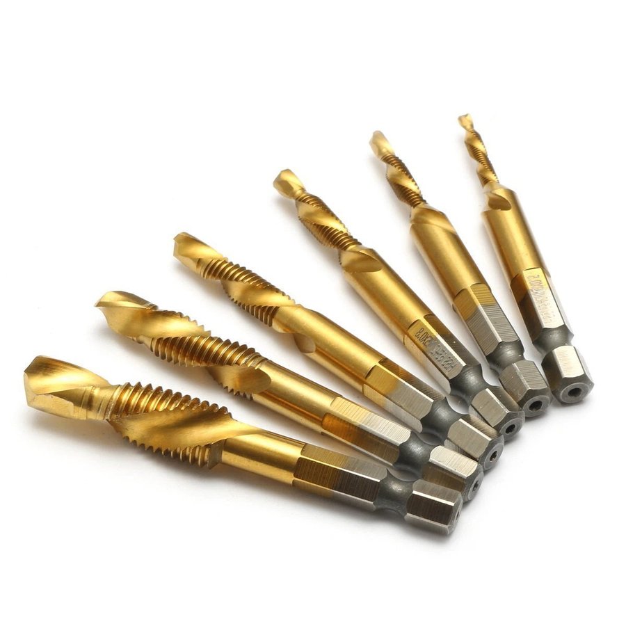 6pcs Hexagon Shank Drill Tap Bit Titanium Plated