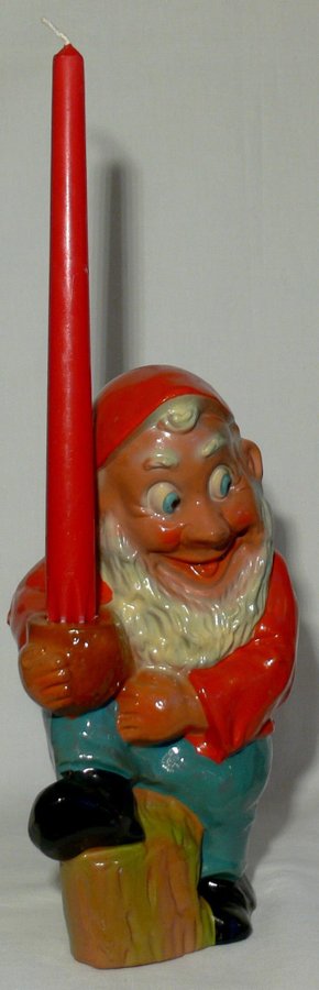 Stor vintage tomte i terrakotta ljuslykta ljusstake