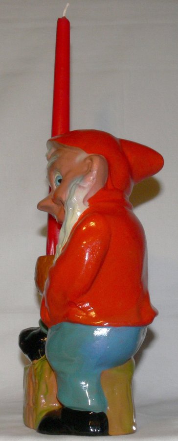 Stor vintage tomte i terrakotta ljuslykta ljusstake