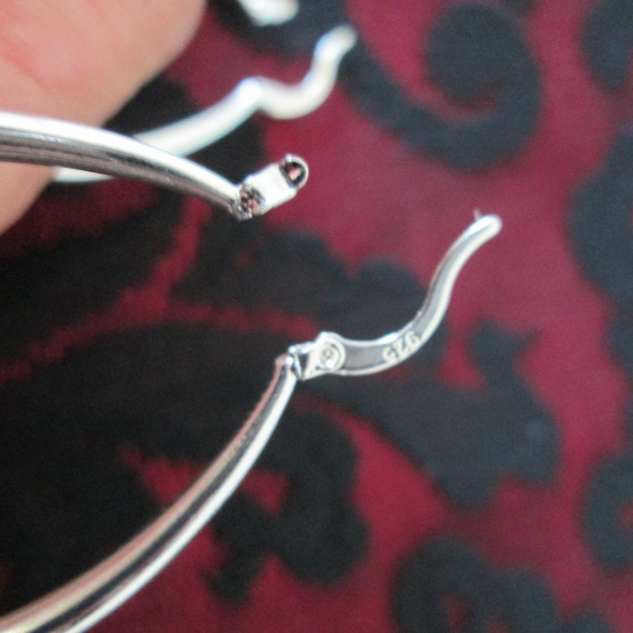 Ovala creoler Sterling silver 925 stämplade, örhängen hoops, silverpläterade