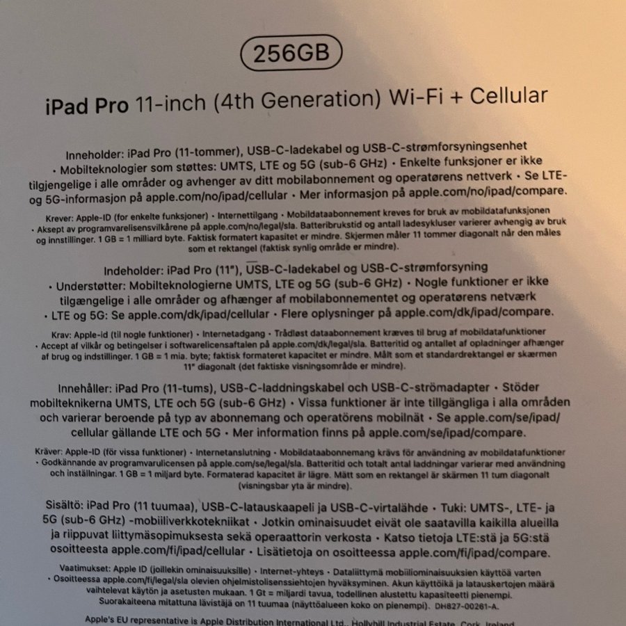 iPad Pro 11-tums (4:e generationen) Wi-Fi + Cellular + Apple Pencil