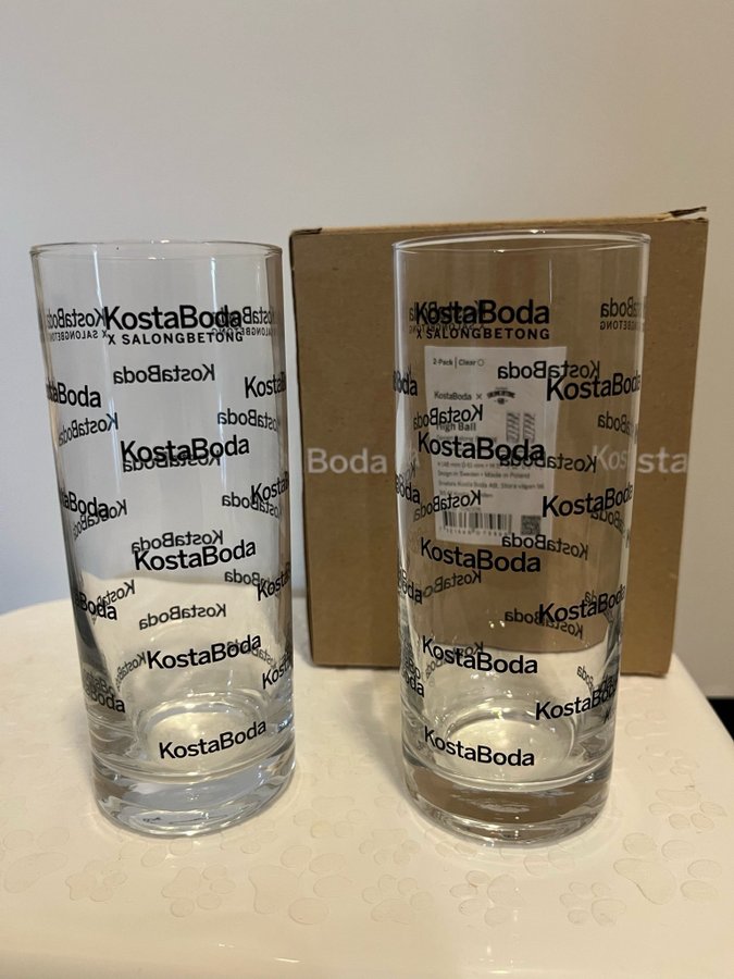 2 st nya highballglas från Kosta Boda Salong Betong