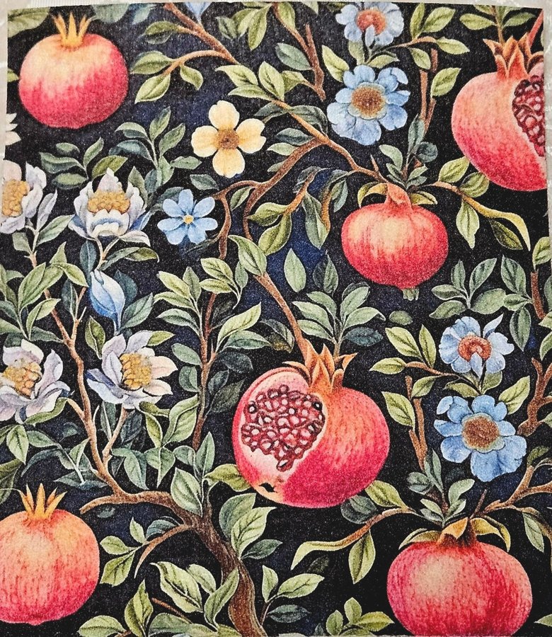 Disktrasa wettex duk med tryck William Morris inspererat granatäpple