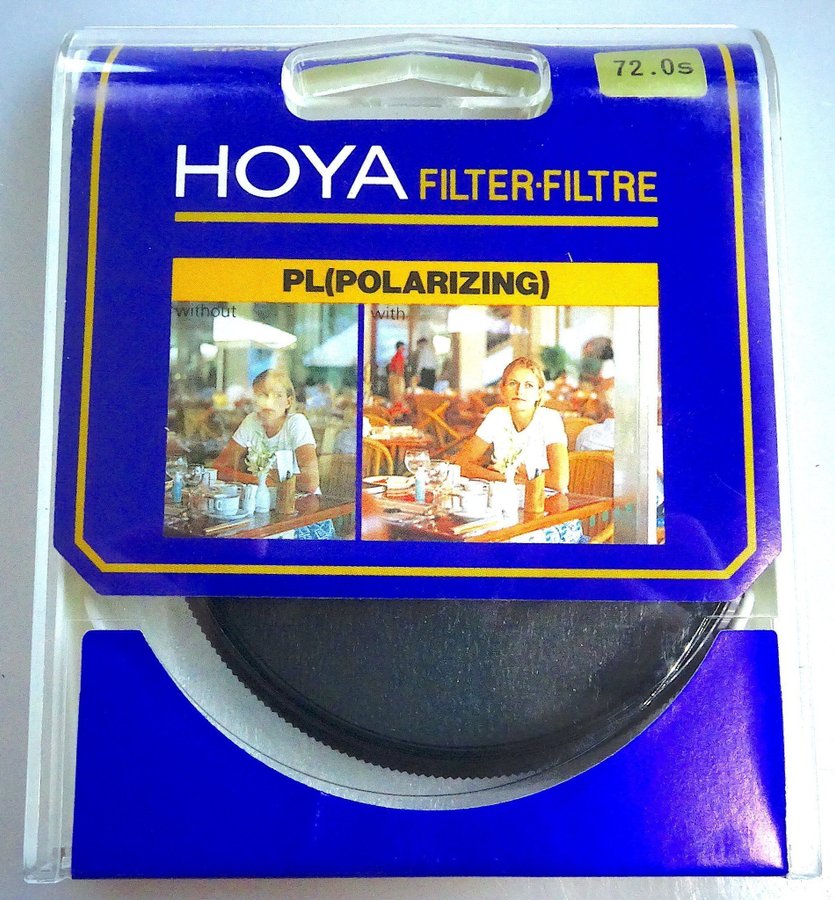 Polariseringsfilter Hoya 72mm PL-filter. HELT NYTT.