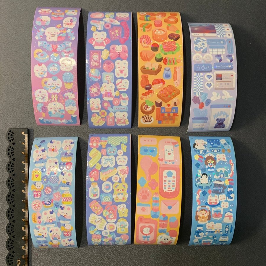 Klistermärken kawaii Sticker Set med 8st ark