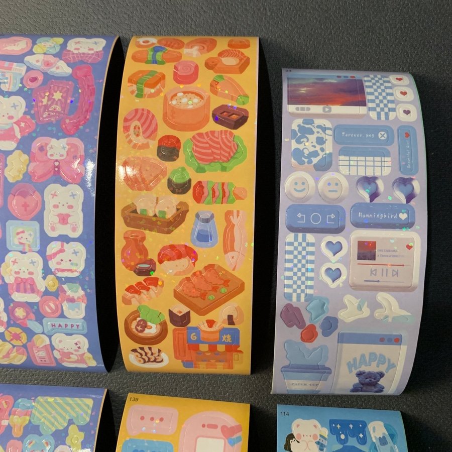 Klistermärken kawaii Sticker Set med 8st ark