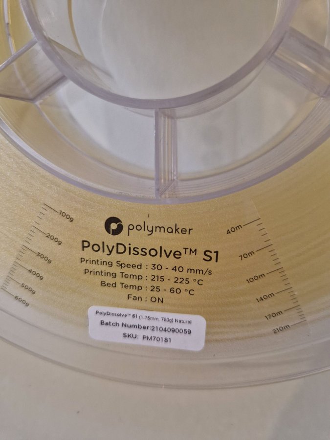 Filament till 3d-skrivare, Polymaker PolyDissolve S1