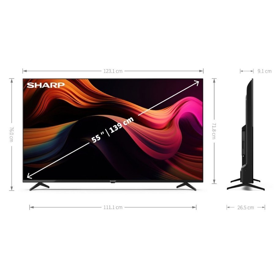 Helt ny Google Sharp 55" 4K UHD Google TV Modell: 55GL4460E