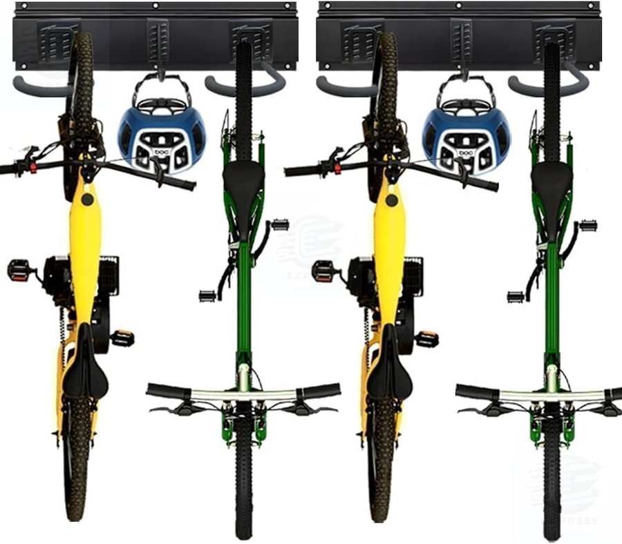 NYTT Väggmonterad Cykelväggfästen• Stål • Plats för 4 cyklar  2 hjälmar •