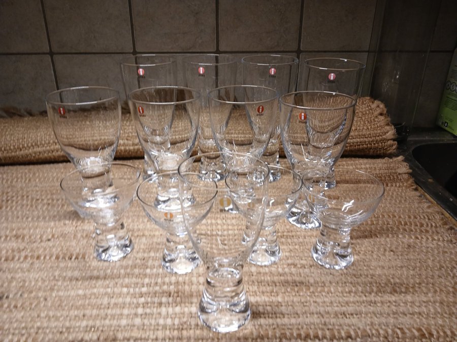 Fina vintage glas "Tapio" 4 st + 4 st + 4 st + 1 st TAPIO WIRKKALA Iittala 1954