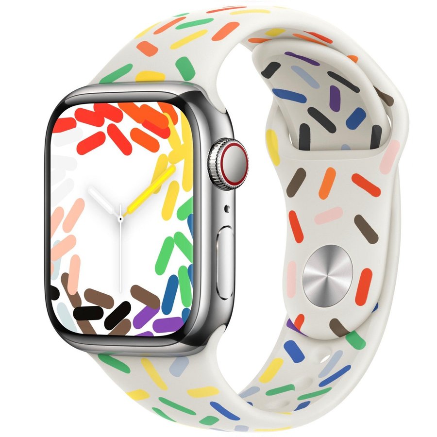 Silicone Band 38/40/41/42mm (M/L) Apple Watch Armband - PRIDE SPRINKLES / WHITE