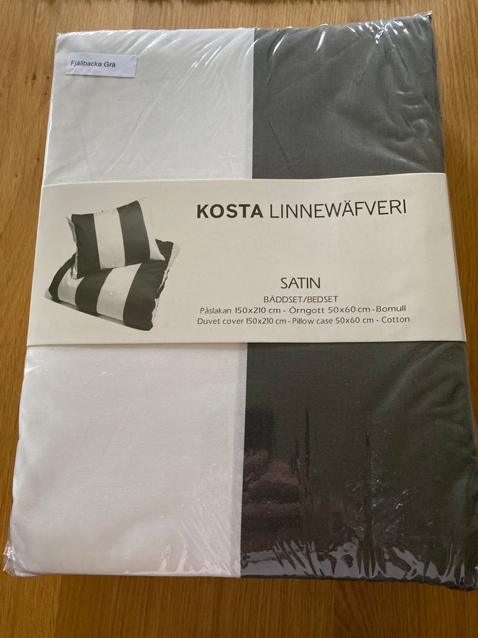 Nytt Kosta Linneväveri Satin Påslakan  örngott Fjällbacka grå.